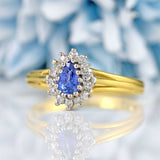 Ellibelle Jewellery Vintage 1990 Sapphire 18ct Gold Pear-Shaped Cluster Ring