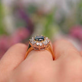 Ellibelle Jewellery Vintage 1990 Sapphire & Diamond 18ct Gold Cluster Ring (1.40cts)