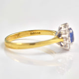 Ellibelle Jewellery Vintage 1990 Sapphire & Diamond 18ct Gold Cluster Ring