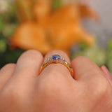 Ellibelle Jewellery Vintage 1990 Sapphire & Diamond 18ct Gold Three-Stone Ring