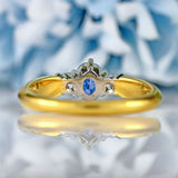 Ellibelle Jewellery Vintage 1990 Sapphire & Diamond 18ct Gold Three-Stone Ring