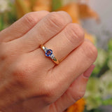 Ellibelle Jewellery Vintage 1990 Sapphire & Diamond 18ct Gold Three-Stone Ring