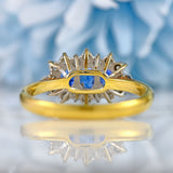 Ellibelle Jewellery Vintage 1990 Sapphire & Diamond 18ct Gold Triple-Cluster Ring