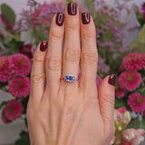 Ellibelle Jewellery Vintage 1990 Sapphire & Diamond 18ct Gold Triple-Cluster Ring