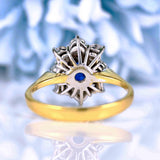 Ellibelle Jewellery Vintage 1990 Sapphire & Diamond Gold Cluster Engagement Ring (1.47ct)