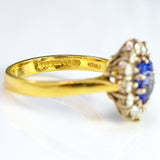 Ellibelle Jewellery Vintage 1990 Tanzanite & Diamond 18ct Gold Cluster Ring