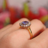 Ellibelle Jewellery Vintage 1990 Tanzanite & Diamond 18ct Gold Cluster Ring
