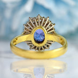 Ellibelle Jewellery Vintage 1990 Tanzanite & Diamond 18ct Gold Cluster Ring