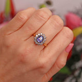 Ellibelle Jewellery Vintage 1990 Tanzanite & Diamond 18ct Gold Cluster Ring