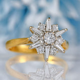 Ellibelle Jewellery Vintage 1990 Vari-Cut Diamond 18ct Gold Star-Cluster Ring (0.50cts)