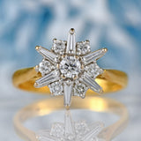 Ellibelle Jewellery Vintage 1990 Vari-Cut Diamond 18ct Gold Star-Cluster Ring (0.50cts)