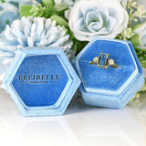 Ellibelle Jewellery Vintage 1991 Aquamarine & Diamond 18ct Gold Three-Stone Trilogy Ring