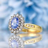 Ellibelle Jewellery Vintage 1991 Ceylon Sapphire & Diamond 18ct Gold Cluster Ring