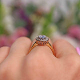 Ellibelle Jewellery Vintage 1991 Ceylon Sapphire & Diamond 18ct Gold Cluster Ring
