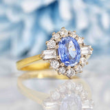 Ellibelle Jewellery Vintage 1991 Ceylon Sapphire & Diamond 18ct Gold Cluster Ring