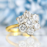 Ellibelle Jewellery Vintage 1991 Diamond 18ct Gold Daisy Cluster Engagement Ring (2.80ct)