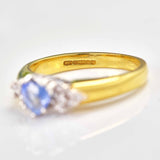 Ellibelle Jewellery Vintage 1991 Heart-Shaped Ceylon Sapphire & Diamond Gold Ring