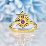 Ellibelle Jewellery Vintage 1991 Natural Ruby & Diamond 18ct Gold Cluster Engagement Ring