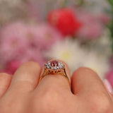 Ellibelle Jewellery Vintage 1991 Natural Ruby & Diamond 18ct Gold Cluster Engagement Ring