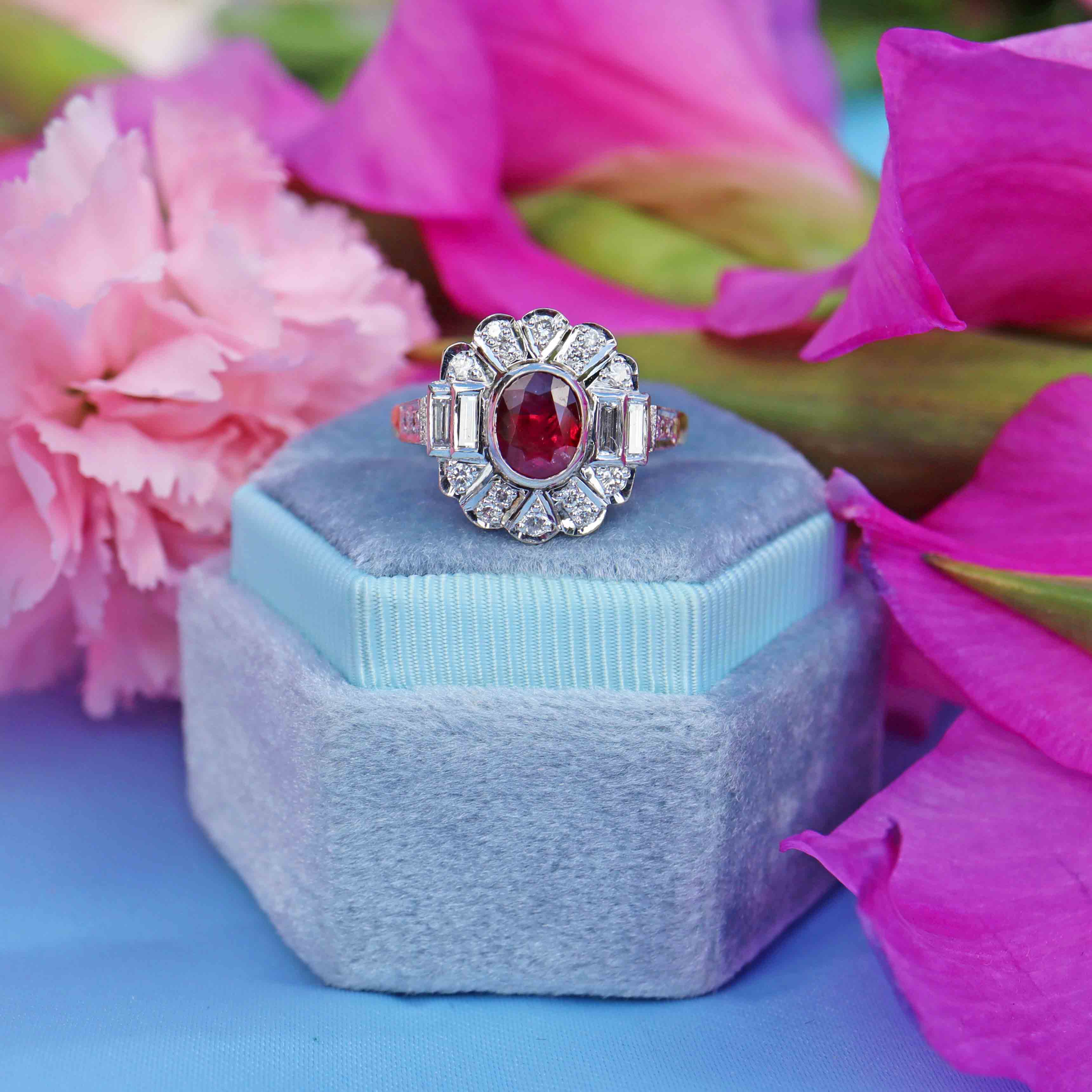 Ellibelle Jewellery Vintage 1991 Ruby & Diamond 18ct Gold Statement Ring