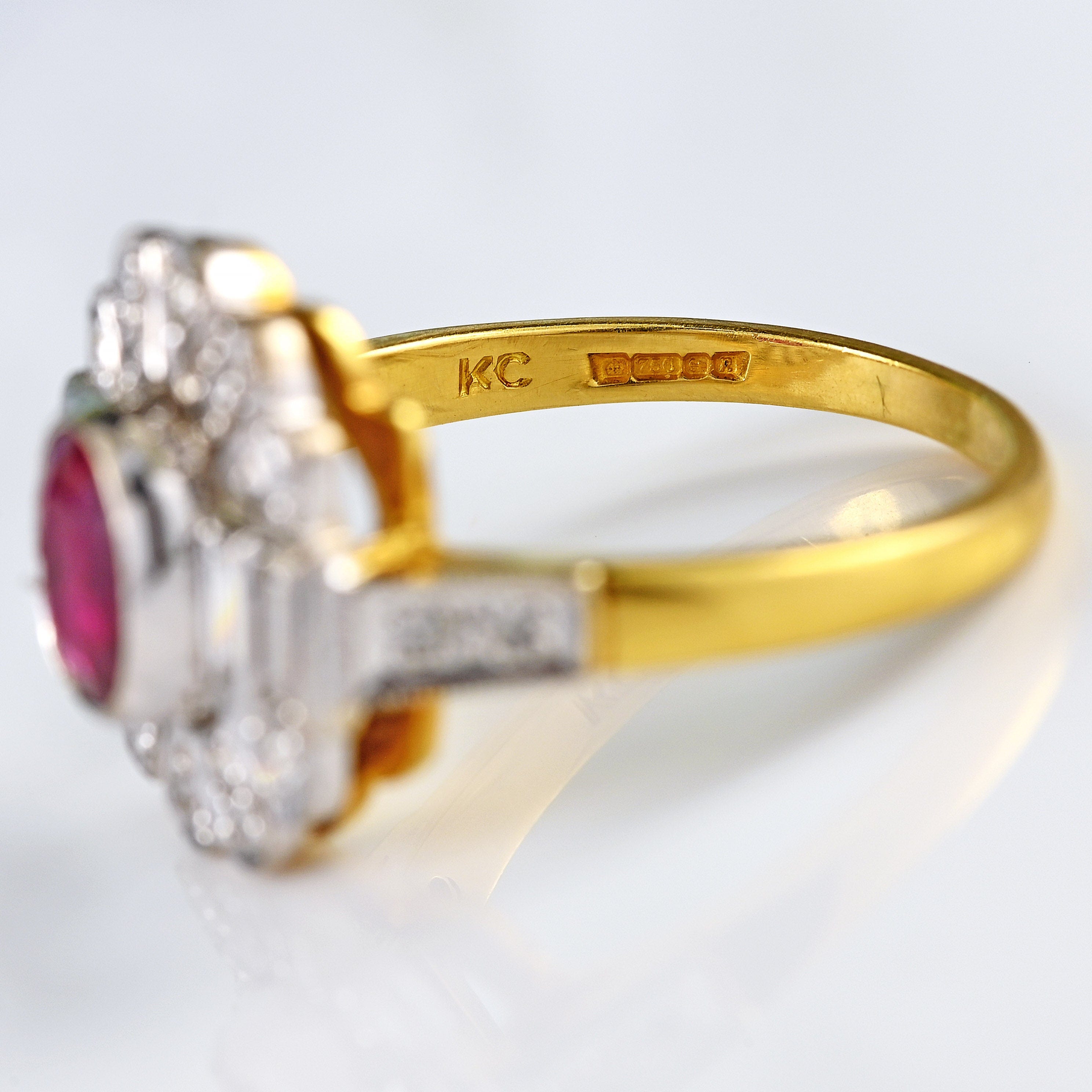 Ellibelle Jewellery Vintage 1991 Ruby & Diamond 18ct Gold Statement Ring