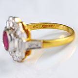 Ellibelle Jewellery Vintage 1991 Ruby & Diamond 18ct Gold Statement Ring