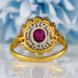 Ellibelle Jewellery Vintage 1991 Ruby & Diamond 18ct Gold Statement Ring