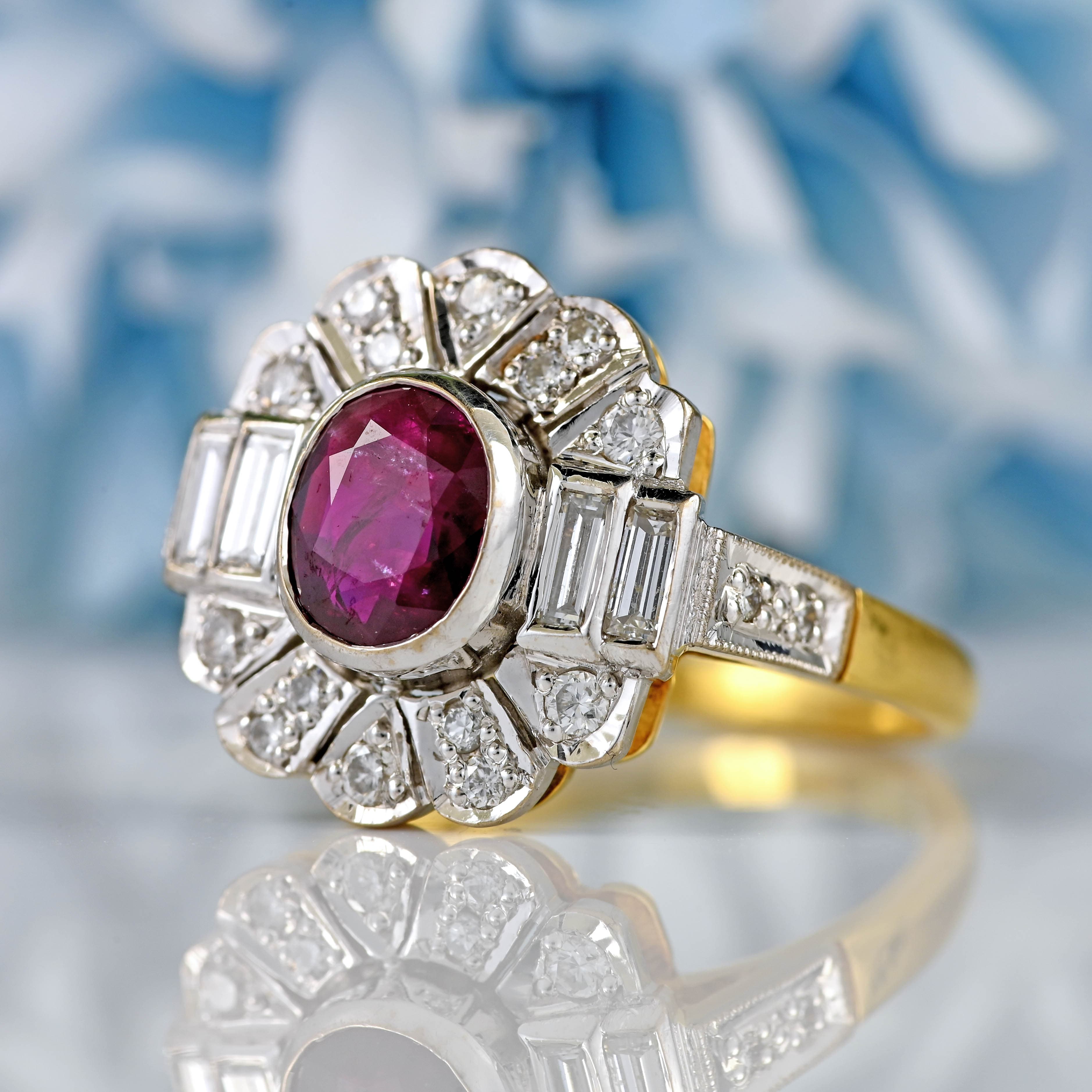 Ellibelle Jewellery Vintage 1991 Ruby & Diamond 18ct Gold Statement Ring