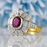 Ellibelle Jewellery Vintage 1991 Ruby & Diamond 18ct Gold Statement Ring