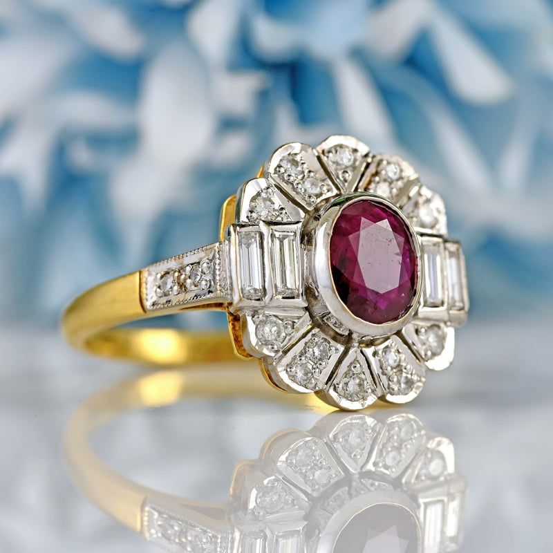 Ellibelle Jewellery Vintage 1991 Ruby & Diamond 18ct Gold Statement Ring