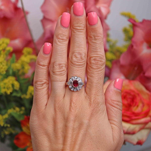 Ellibelle Jewellery Vintage 1991 Ruby & Diamond 18ct Gold Statement Ring