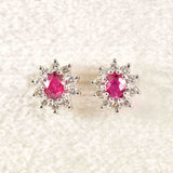 Ellibelle Jewellery Vintage 1991 Ruby & Diamond Cluster Stud Earrings