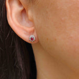 Ellibelle Jewellery Vintage 1991 Ruby & Diamond Cluster Stud Earrings