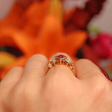 Ellibelle Jewellery Vintage 1991 Ruby & Princess-Cut Diamond 18ct Gold Ring