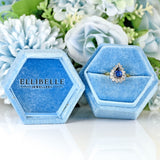 Ellibelle Jewellery Vintage 1991 Sapphire & Diamond 18ct Gold Pear Cluster Engagement Ring (1.30cts)
