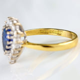 Ellibelle Jewellery Vintage 1991 Sapphire & Diamond 18ct Gold Pear Cluster Engagement Ring (1.30cts)