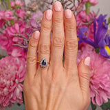 Ellibelle Jewellery Vintage 1991 Sapphire & Diamond 18ct Gold Pear Cluster Engagement Ring (1.30cts)
