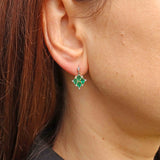 Ellibelle Jewellery Vintage 1992 Emerald & Diamond 18ct Gold Marquise Drop Earrings