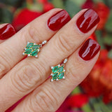 Ellibelle Jewellery Vintage 1992 Emerald & Diamond 18ct Gold Marquise Drop Earrings