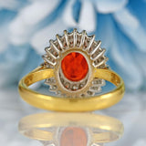 Ellibelle Jewellery Vintage 1992 Fire Opal & Diamond 18ct Gold Cluster Ring