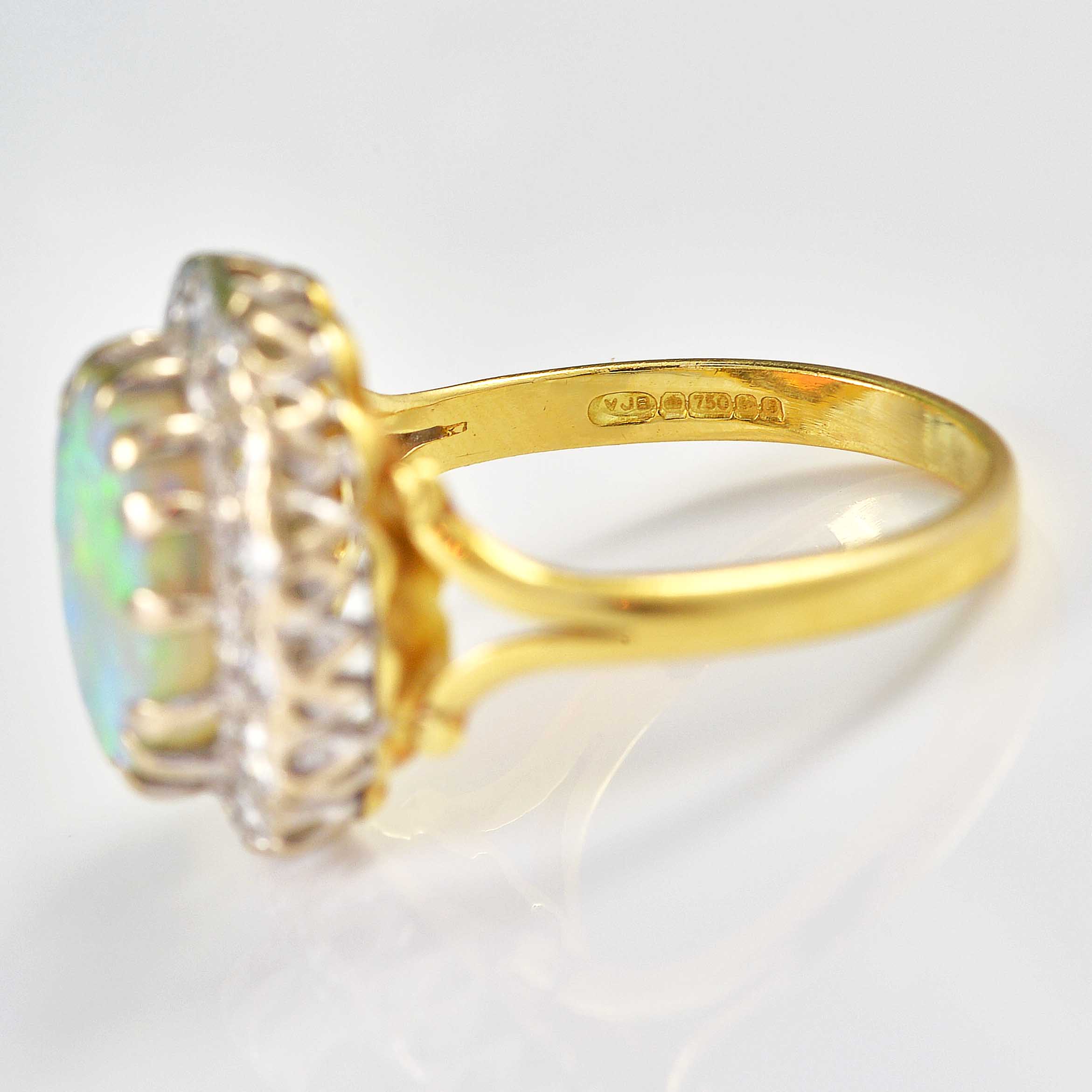 Ellibelle Jewellery Vintage 1992 Opal & Diamond 18ct Gold Cluster Ring