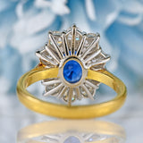 Ellibelle Jewellery Vintage 1992 Sapphire & Diamond 18ct Gold Cluster Engagement Ring (2.13cts)