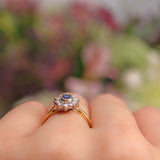 Ellibelle Jewellery Vintage 1992 Sapphire & Diamond 18ct Gold Cluster Ring
