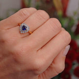 Ellibelle Jewellery Vintage 1992 Sapphire & Diamond 18ct Gold Heart-Shaped Cluster Ring