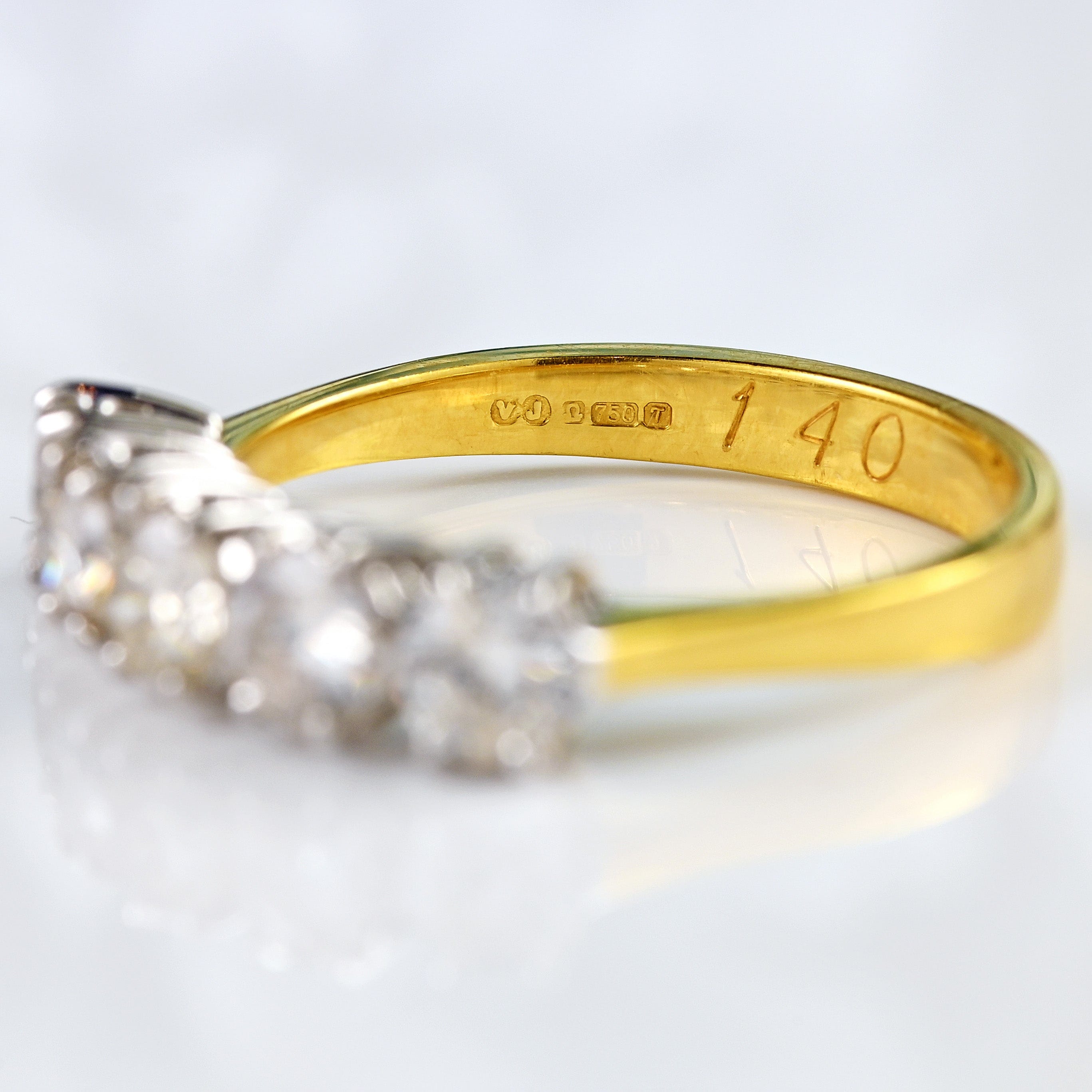 Ellibelle Jewellery Vintage 1993 18ct Gold Diamond Five-Stone Half Eternity Band Ring (1.40cts)