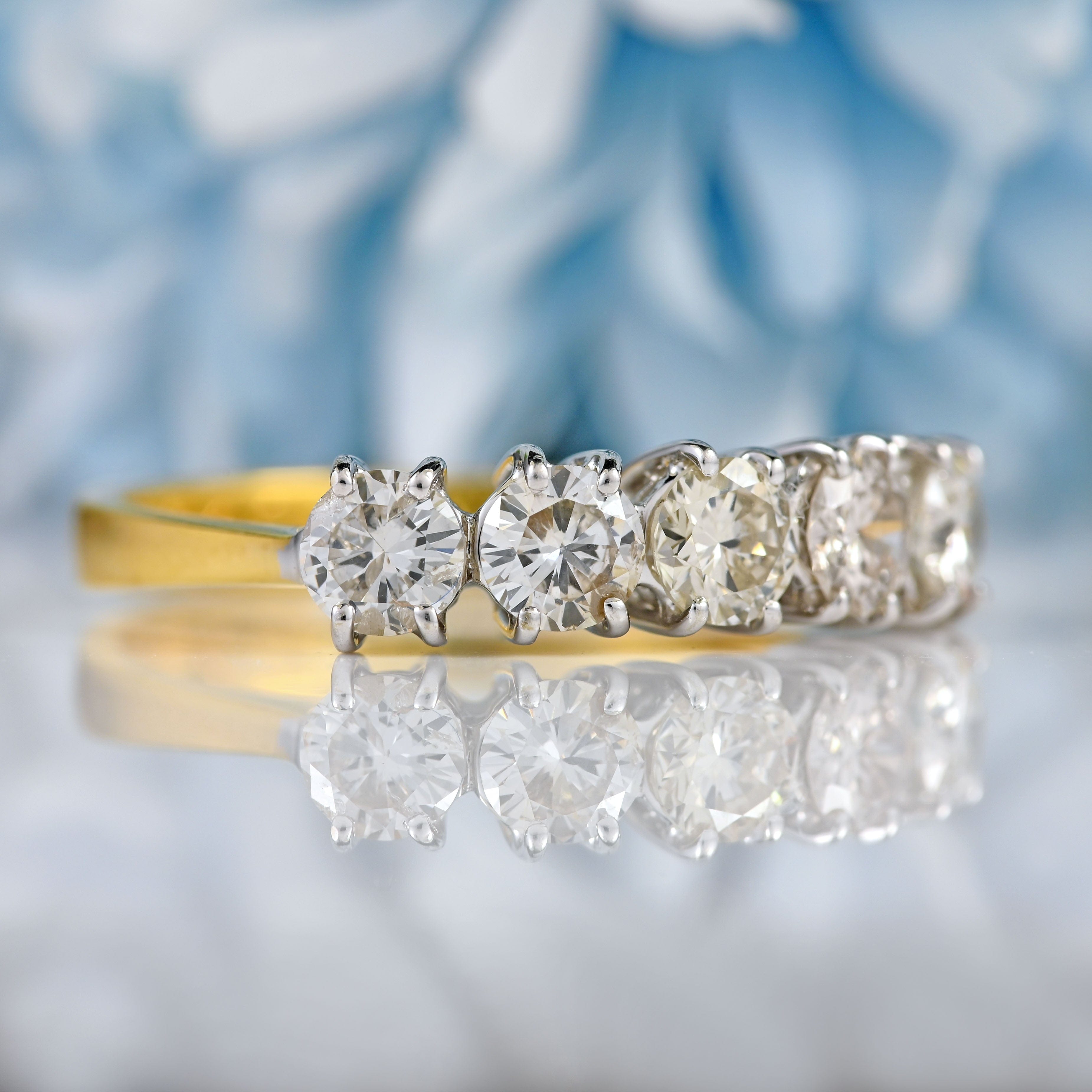 Ellibelle Jewellery Vintage 1993 18ct Gold Diamond Five-Stone Half Eternity Band Ring (1.40cts)