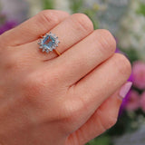 Ellibelle Jewellery Vintage 1993 Aquamarine & Diamond 18ct Gold Cluster Ring