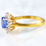 Ellibelle Jewellery Vintage 1993 Ceylon Sapphire & Diamond 18ct Gold Cluster Ring