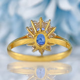 Ellibelle Jewellery Vintage 1993 Ceylon Sapphire & Diamond 18ct Gold Cluster Ring