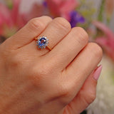 Ellibelle Jewellery Vintage 1993 Ceylon Sapphire & Diamond 18ct Gold Cluster Ring